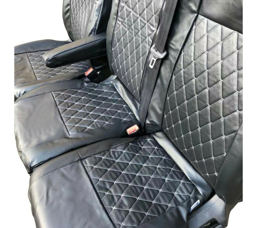 Ford Transit Custom 2013ON Tailored Diamond Quilted Leather Seat Covers